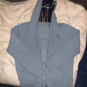 Blue women’s Burberry zip up hoodie